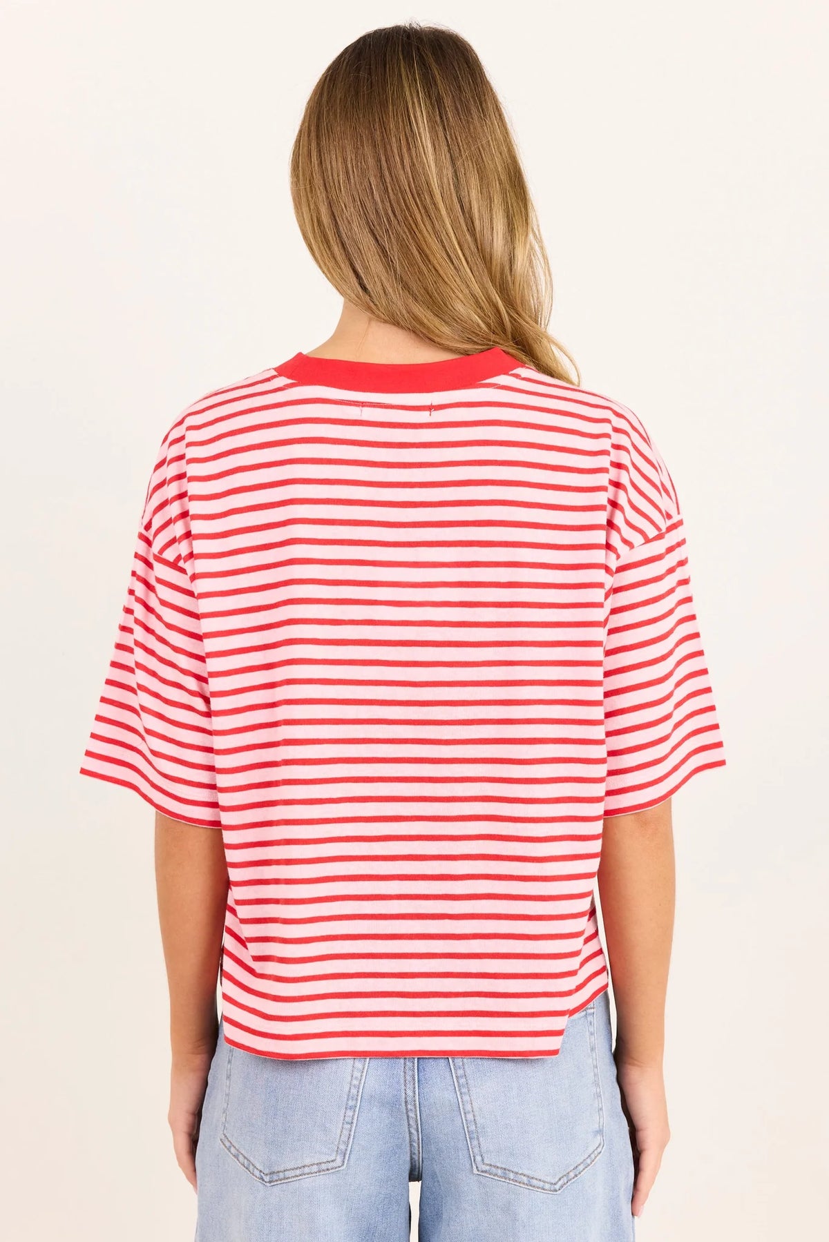 Stories Be Told Cohesion Pink Red Stripe Tee