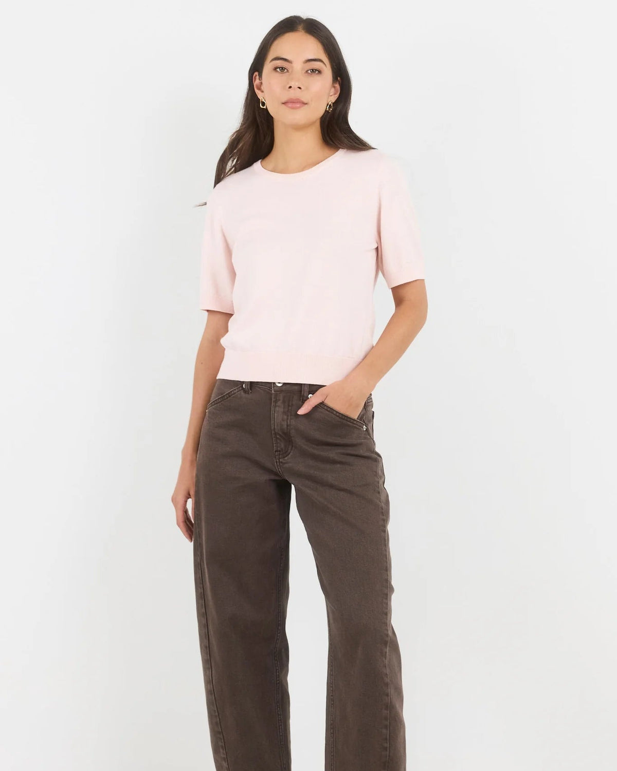 Stories Be Told Edition Blush Crewneck Cashmere Blend Knit Tee