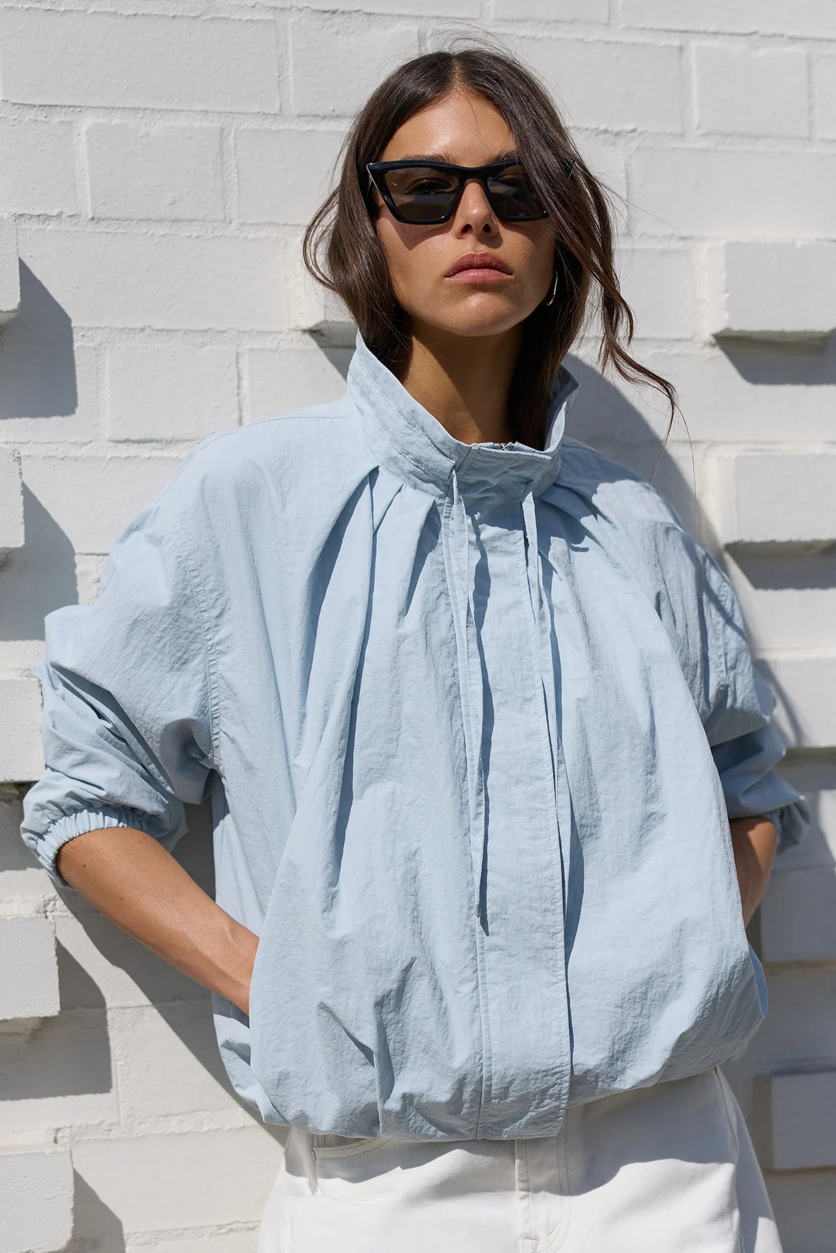 Stories Be Told  Element Ice Blue Funnel Neck Bomber Jacket