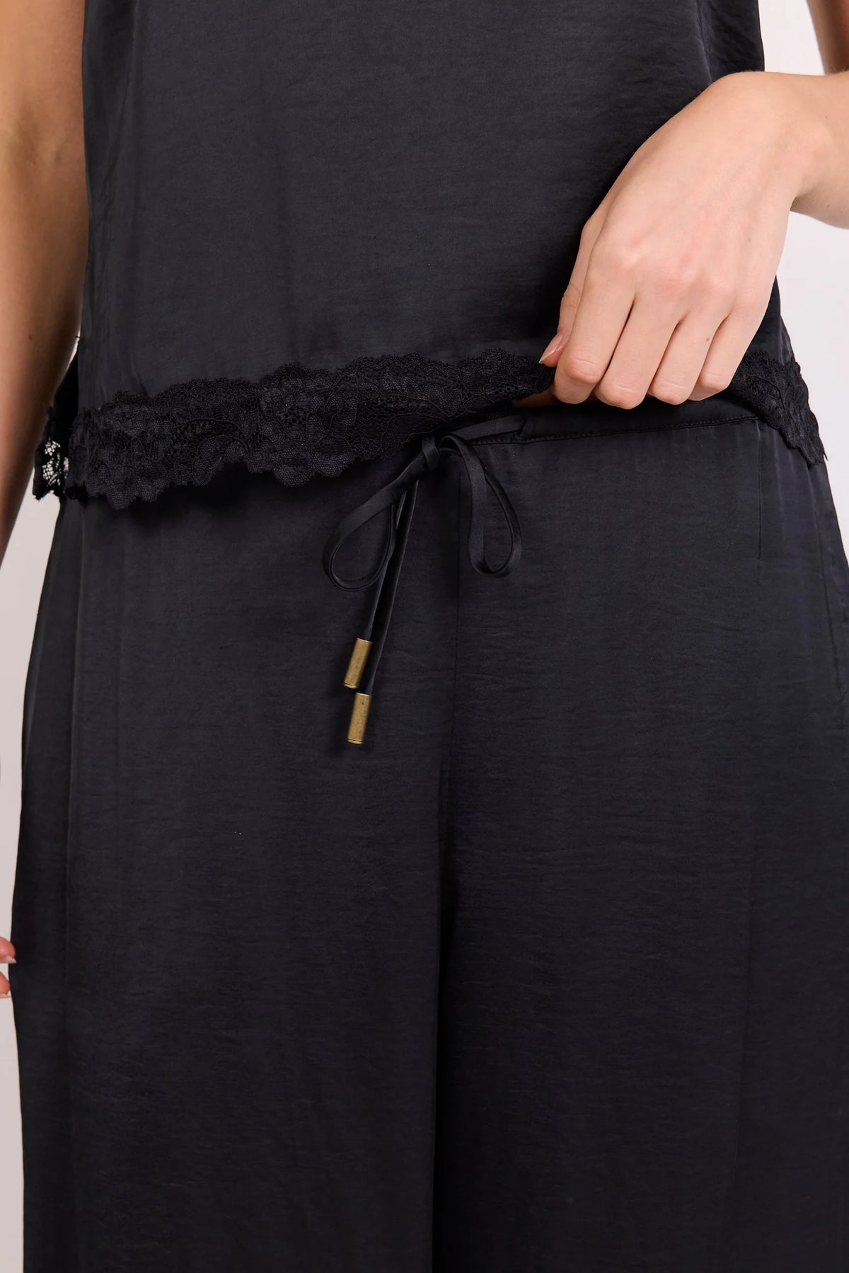 Fluidity Black Satin Balloon Pant