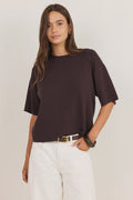 - Short sleeves
- Relaxed silhouette
- Lightweight knit finish
- Fabric Composition - 35% Lyocell, 30% Polyester, 20% Nylon, 10% Bamboo, 5% Linen
- Delicate garment