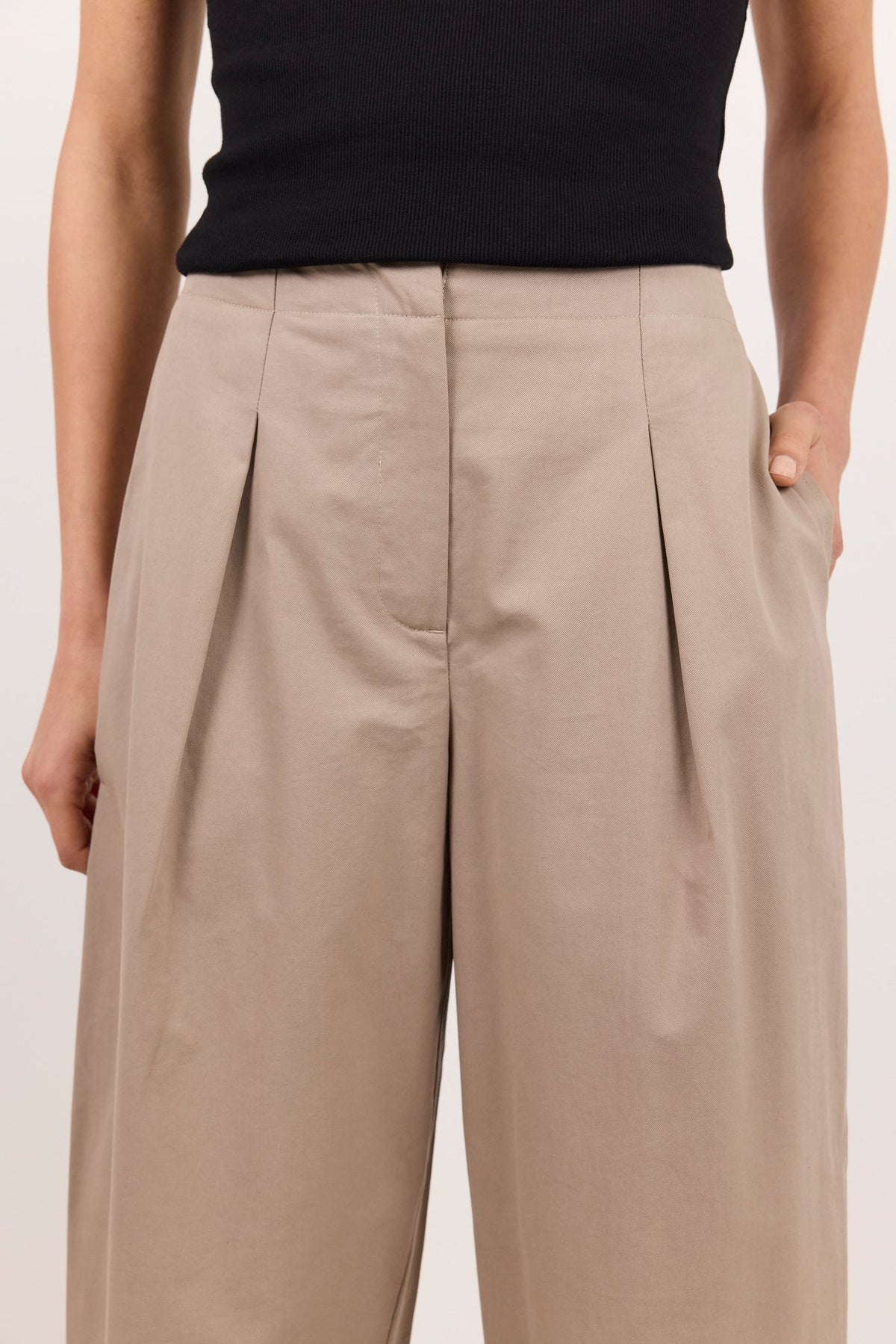 Manifesto Stone Front Pleat Barrel Leg Pants