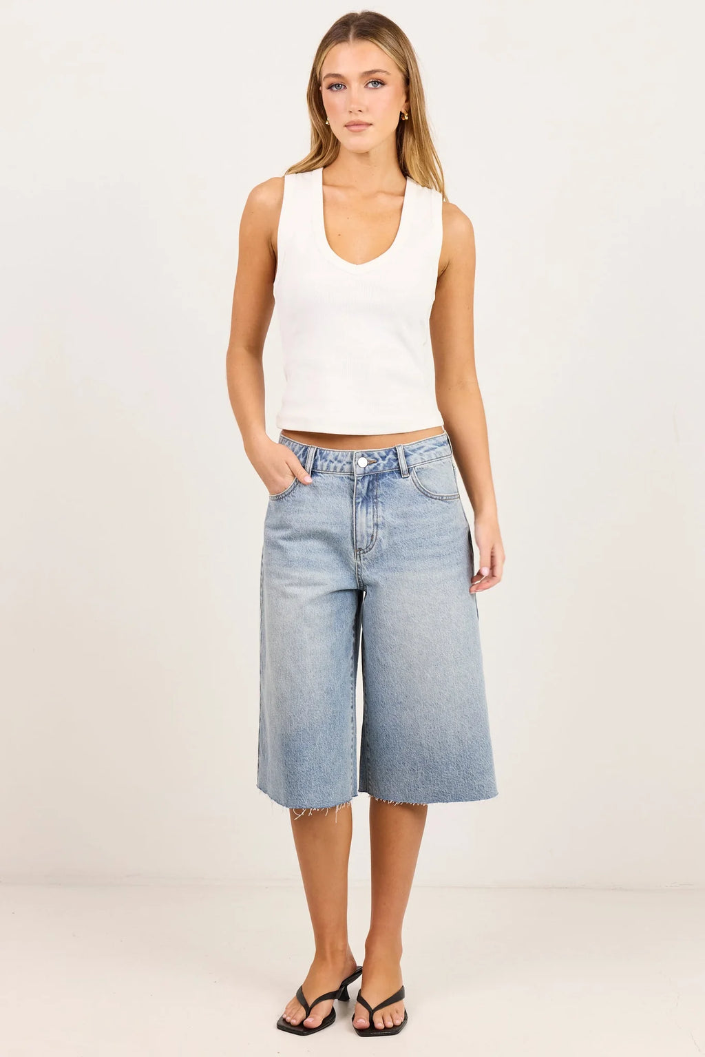 Stories Be Told Maverick Vintage Blue Bermuda Denim Shorts