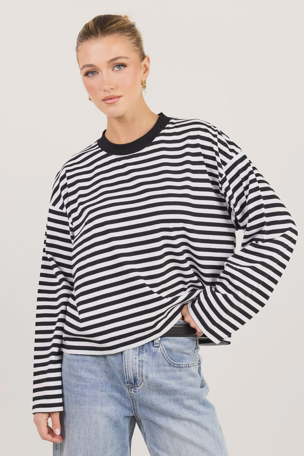 Stories Be Told Unite Black White Stripe Long Sleeve Binding Tee