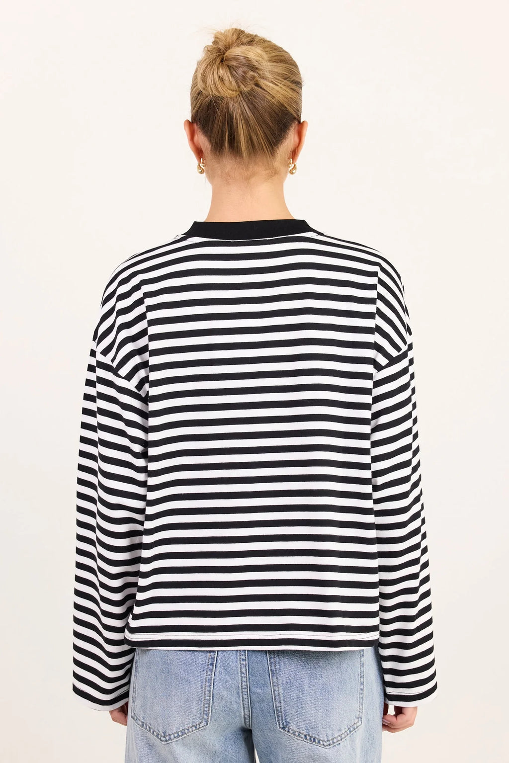 Stories Be Told Unite Black White Stripe Long Sleeve Binding Tee