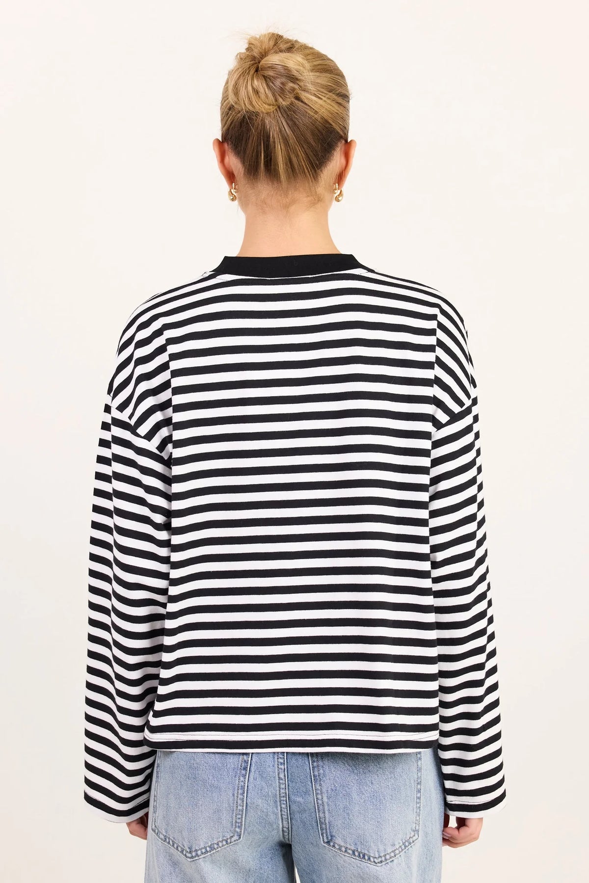Stories Be Told Unite Black White Stripe Long Sleeve Binding Tee