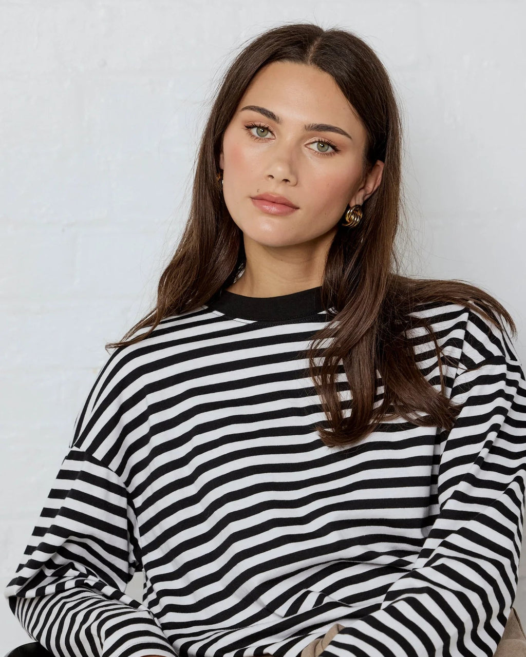 Stories Be Told Unite Black White Stripe Long Sleeve Binding Tee