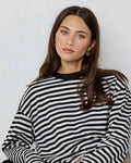 Stories Be Told Unite Black White Stripe Long Sleeve Binding Tee