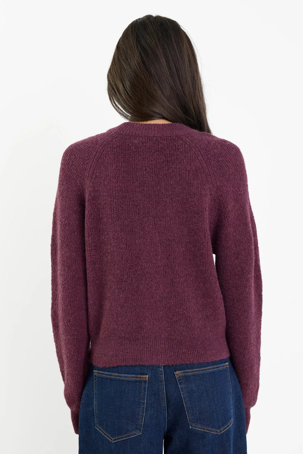 - Long sleeves with subtle puff
- Button front
- Soft, textured knit
- Fabric Composition - 45% nylon, 30% polyester, 15% acrylic, 10% wool
- Delicate knit, handle with care