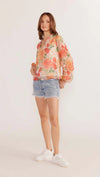 The Aida Long Sleeve Blouse is the top you need when you want to be comfy but be bold in a signature print. Floaty silhouettes and blooming florals all exclusive to MINKPINK. Style with your favourite denim bottoms or white linen for a summer classic look that will keep you cool and looking fabulous.

- Exclusive MINKPINK print
- Regular length
- Full length sleeves
- V neckline
- Lined

Our model is 175cm tall and wears a size Small

75% Viscose 25% Polyamide, Lining: 100% Viscose
- Hand wash with mild soa