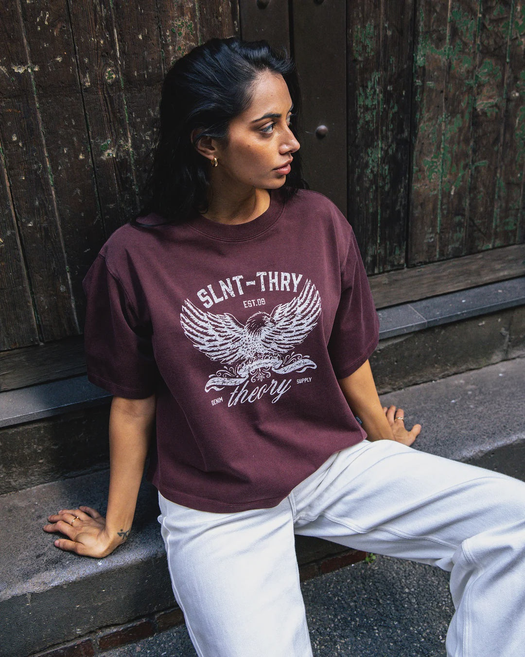 Silent Theory In Time Relaxed Tee Cherry