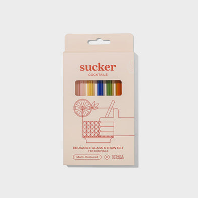 Reusable Glass Cocktail Straws Multi Coloured