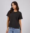 Get ready to rock the weekend with the All About Eve Washed Tee. This trendy top features a stylish garment wash and boasts a branded chest embroidery. Pair it with your favorite denim jeans and sneakers for the ultimate chic and effortless look.