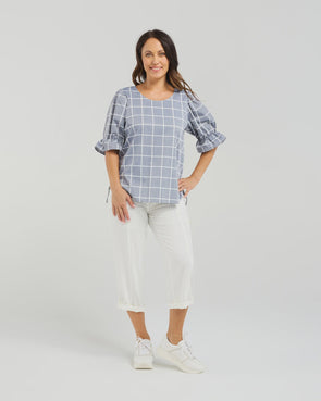 Seduce Sadie Top Blue Grid