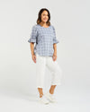 Seduce Sadie Top Blue Grid