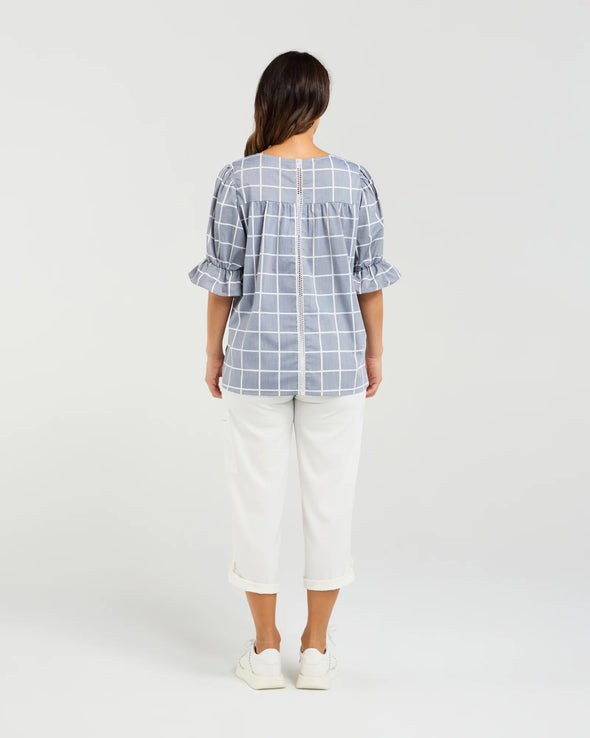 Seduce Sadie Top Blue Grid