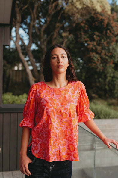 Seduce Sadie Top Abstract Blush
