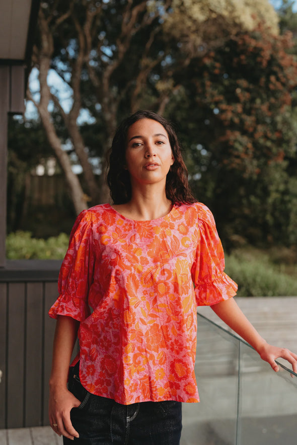Seduce Sadie Top Abstract Blush