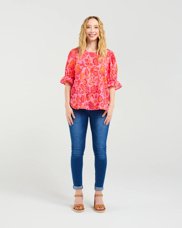 Seduce Sadie Top Abstract Blush