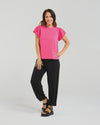 95% Cotton, 5% Spandex

Pink chiffon puff sleeves

Gathered detail for a flattering silhouette

Classic, versatile bodice design

Perfect for casual to occasion wear