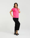 95% Cotton, 5% Spandex

Pink chiffon puff sleeves

Gathered detail for a flattering silhouette

Classic, versatile bodice design

Perfect for casual to occasion wear