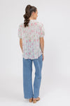 95% Polyester, 5% Spandex

Sheer floral blouse in soft pink Crinkle Blossom print

Delicate pleat detailing for added texture

Puffed short sleeves with a feminine silhouette

Lightweight and versatile for layering or wearing alone