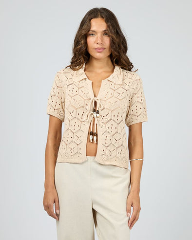 Silent Theory Nina Crochet Top Natural