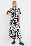 Stories Be Told Stage Maxi Dress Black Ivory Print
