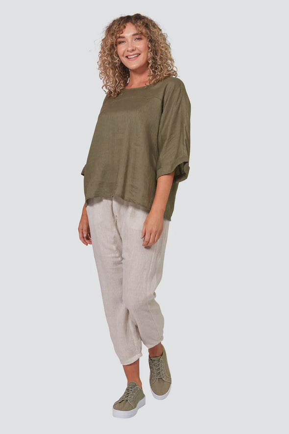 Eb & Ive Studio Relaxed Top Khaki