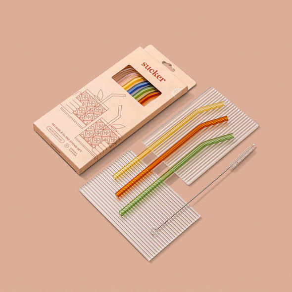 Reusable Glass Drinking Straws Multi Coloured