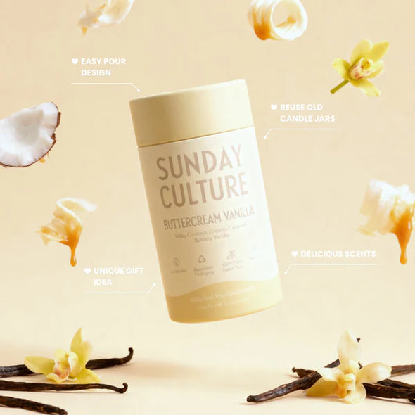 Indulge your senses with our Buttercream Vanilla Ready-to-Pour Sand Wax. It’s like dessert you can’t resist — minus the calories. Imagine creamy caramel, buttery vanilla, and a splash of milky coconut melting together into one deliciously cozy scent. Sweet, rich, and oh-so comforting, it’s about to become your new favourite vibe.
Customisable – Pour into any fire-safe vessel and create your perfect candle moment.

Includes 10 wicks – Ready for multiple pours and endless ambience.

Up to 60 hours burn time