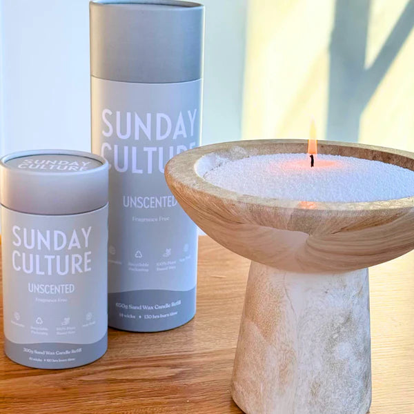 Keep it simple with our Unscented Ready-to-Pour Sand Wax. Perfect for those who prefer their candles fragrance-free, it delivers a clean, minimalist burn without compromising on style. Ideal for scent sensitivities or when you just want to set the mood — no perfume required. Feeling creative? Add a few drops of your favourite essential oil near the wick for a personalised scent moment.

Key Features

Customisable – Pour into any fire-safe vessel and design your own candle look.

Includes 10 wicks – Enough f