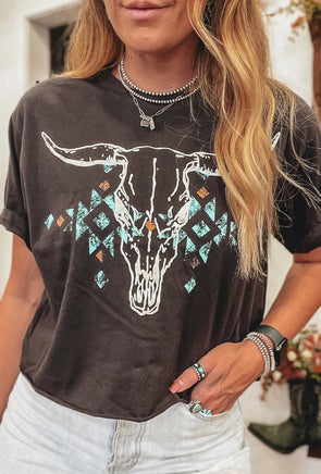 Take The Bull By The Horns Tee Washed Black