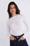 Among The Brave Trace Sheer Knit Top White