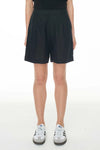 Huffer Lin-In Longline Pleat Short Black