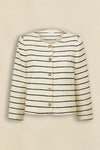 Crafted in 100% cotton

Fully lined in soft stretch fabric for all day comfort

Summer-weight boucle texture with a timeless feel

Round neckline and cropped silhouette for styling versatility

Brushed brass domed buttons for a refined accent

Rounded off front pockets that blend seamlessly into the boucle

Classic tailoring influence with a modern edge