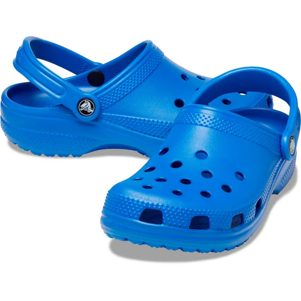 the classic croc clog in bolt blue . A versatile and easy wearing shoe