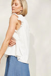 The Zephyr Tank brings a fresh addition to your summer wardrobe. Boasting a relaxed fit, hip-length cut and an airy cotton blend, this tank is perfect for keeping cool on those hot summer days while still looking chic. This tank exudes effortlessness with a charming round neck, short frilled sleeves, and delicate Swiss dot detailing. Style it for lunch with the girls with a maxi skirt, sandals and understated accessories.