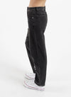 Introducing our Take It Easy Jean. Made with high-quality denim and a relaxed fit, these Black jeans are perfect for everyday wear. The versatile design and ample room for movement make them a must-have addition to your wardrobe. So comfy, you'll never want to take them off! With iconic printed logos on the legs and a fun worded print on the back.