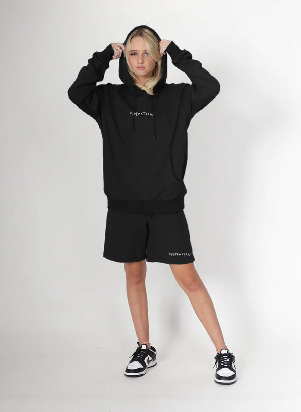 Our Track Shorts are an all year round wardrobe must-have. With an elasticated waistband, drawstring and Federation Drawn logo printed on the hem leg.  COMPOSITION 100% Cotton