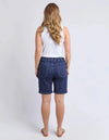 Elasticated waist with adjustable drawcord

Knee-length Bermuda cut for comfortable coverage

Relaxed leg fit

Functional side pockets

High-stretch denim for ultimate comfort

Fabric Composition: 94% Cotton, 4% Polyester, 2% Elastane