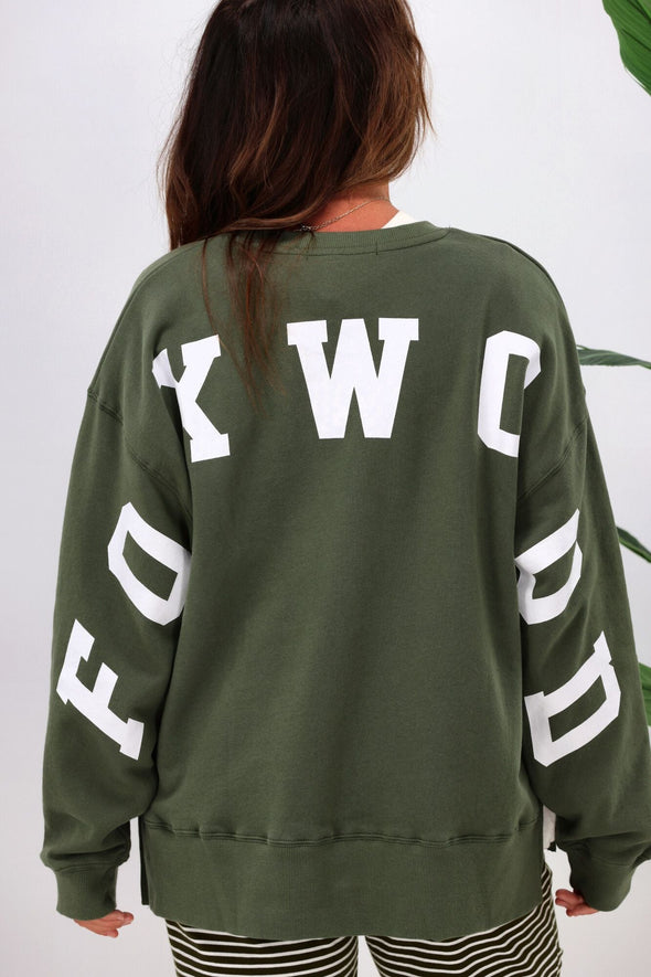 Introducing the must-have for this season: the Foxwood Interval Crew! With its timeless crew neckline and front chest print, this sweatshirt makes a subtle statement. But don't be fooled, the oversized back and shoulder print add a bold touch. Made with Foxwood LeisureFit fleece, it's the perfect blend of classic and standout style.