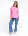 Front chest embroidery
Raw edge detail
Curved hem
100% Cotton