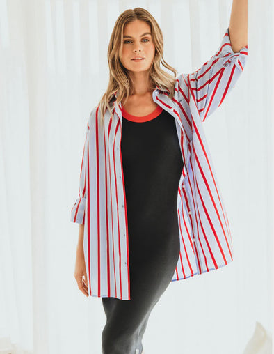 Get ready to make a statement this season with the Strike Shirt from LeisureFit! Perfect for throwing over your swimwear for a beach day or pairing with the Strike Skirt for a chic lounge look. Be bold and stylish, from the sand to the bar.