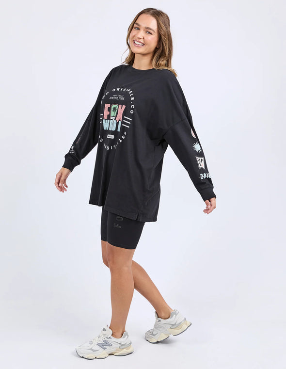 Foxwood Vibes Long Sleeve Tee Washed Black