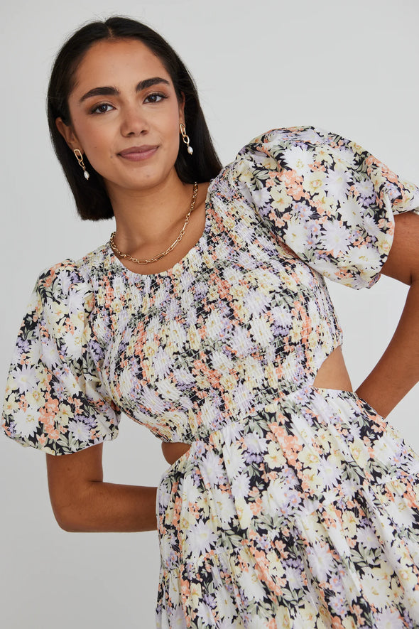 Ivy + Jack Hailey Floral Cut Out Tiered Mini Dress