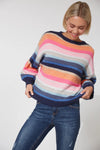 Upgrade your winter knit collection with the playful Abisko Knit. Vibrant horizontal stripes laced with shimmering lurex bring a lively touch to this cosy jumper. Designed for comfort with an easy-to-wear fit and a wool blend, it effortlessly enhances everyday looks. Pair it casually over loose pants, jeans, or a midi skirt for a chic and comfortable ensemble.