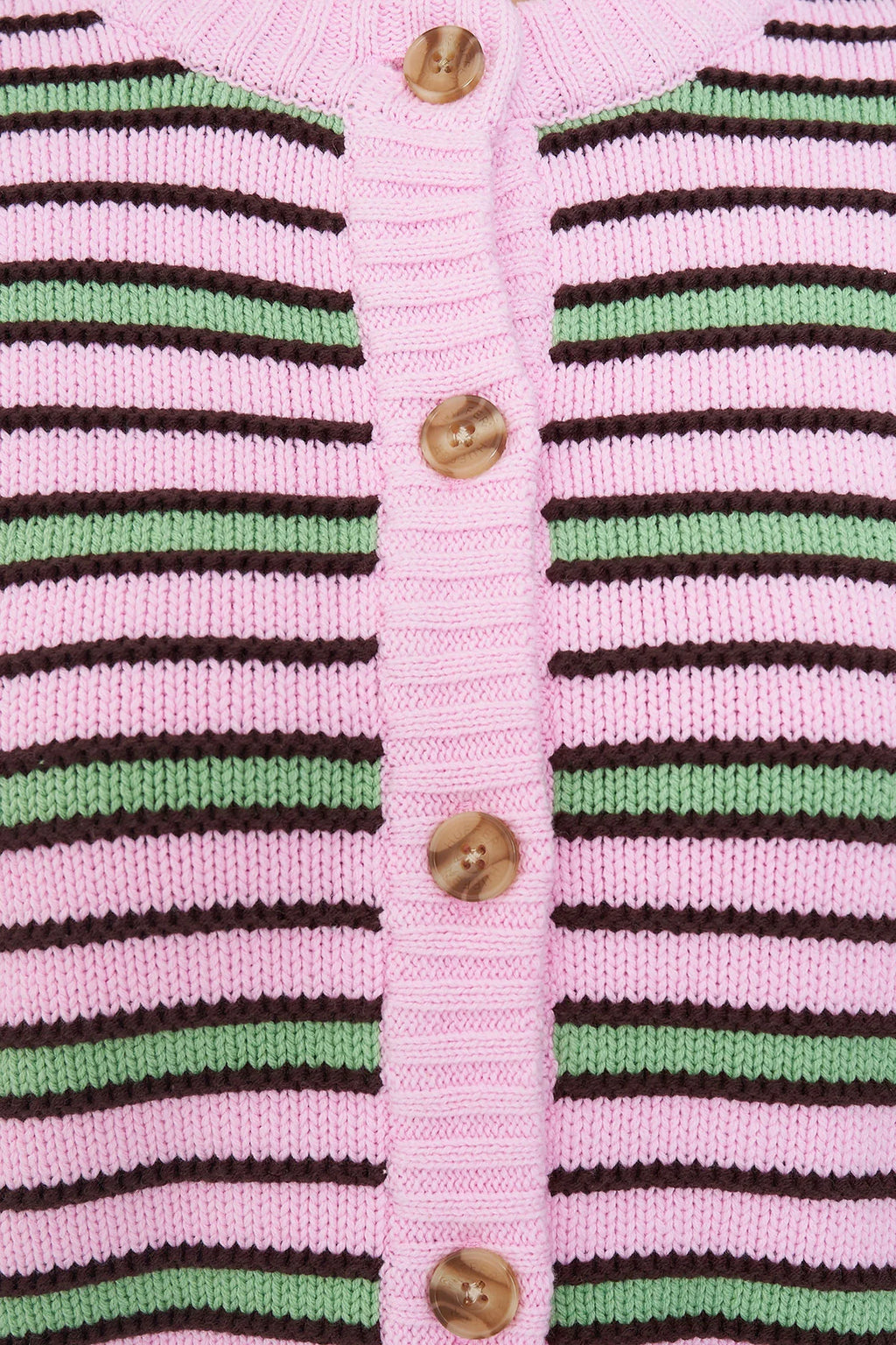 Fresh stripes meet effortless layering in the Huffer Stripe Cardigan. Featuring the season's standout pink and green colour combination, this relaxed fit knit is the perfect throw on for everything from denim to dresses. Wear it buttoned up as a cosy knit or open over a tank or tee for an easy layered look.