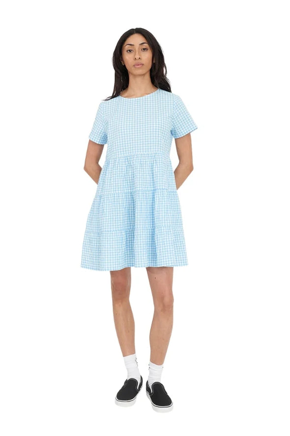Bring Sunshine to your day with the Catalina Milly Dress. This playful peice blends soft blue tones with chalk white accents for a cheerful, fesh look. designed with a flattering, easy to move cut it's perfect for sunny days, brunch dates, and spontaneous adventures.

95% Cotton, 5% Elastane