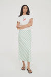 Say hello to effortless style with the Lila Midi Skirt — a refreshing addition to your warm-weather wardrobe. Showcasing the same Matcha green and white diagonal gingham print as the Celine Dress, it’s perfect for coordinating or standing out on its own.